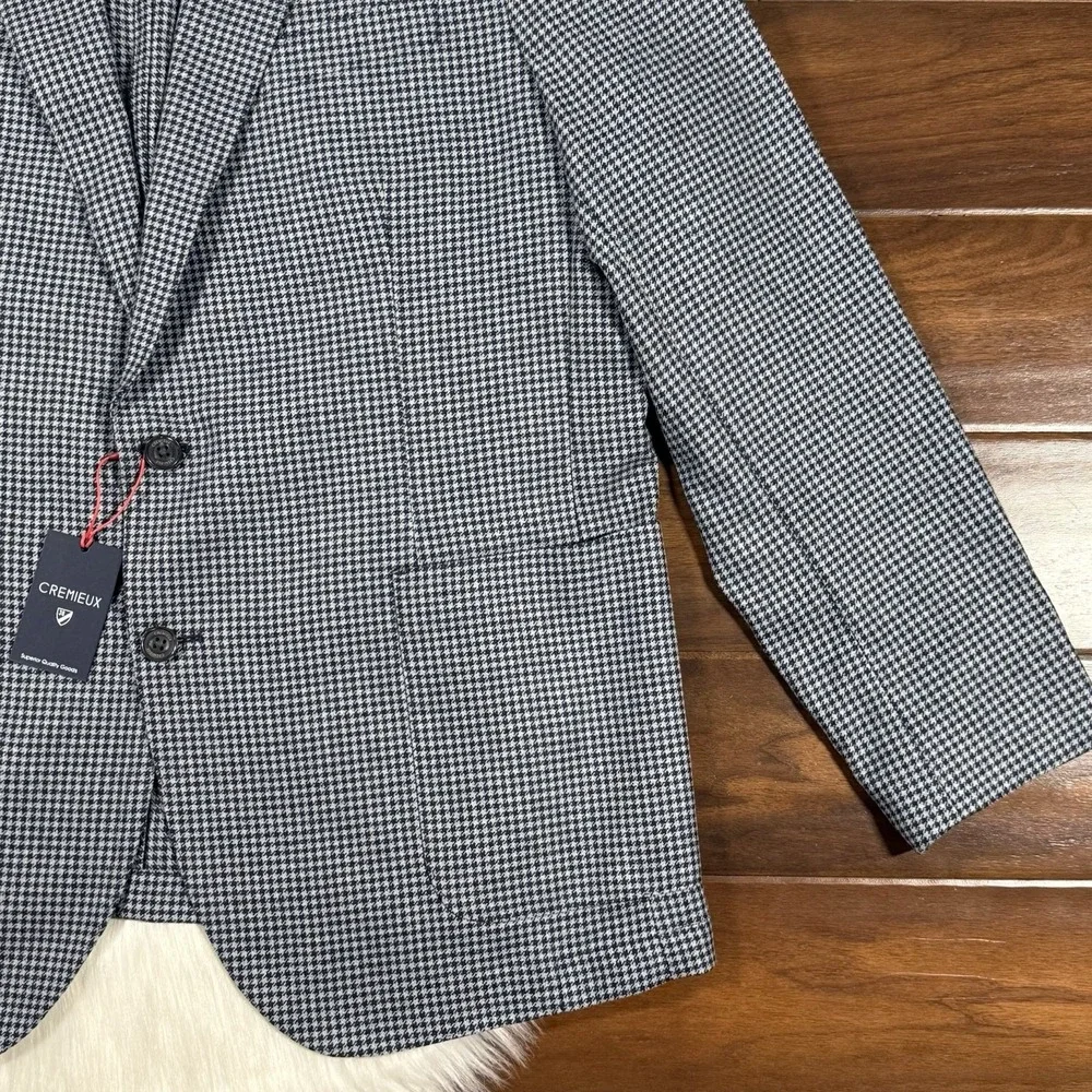 Cremieux Moon Fabric Houndstooth Blazer Jacket Mens Size XL Wool Cotton Cashmere
